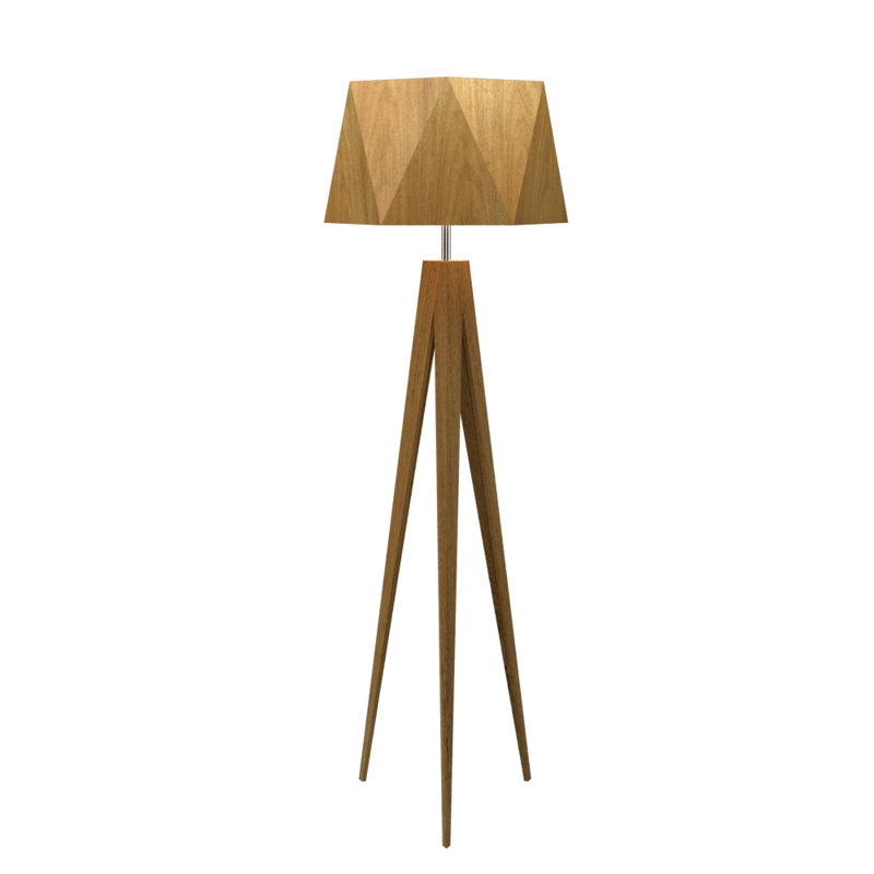 Facetada 64.74'' Tripod Floor Lamp, Louro Freijó