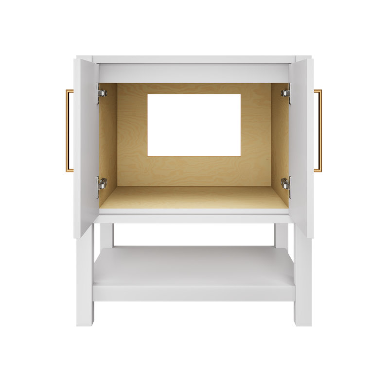 Kiawah Single Bath Vanity, 30", Strong White, Satin Gold