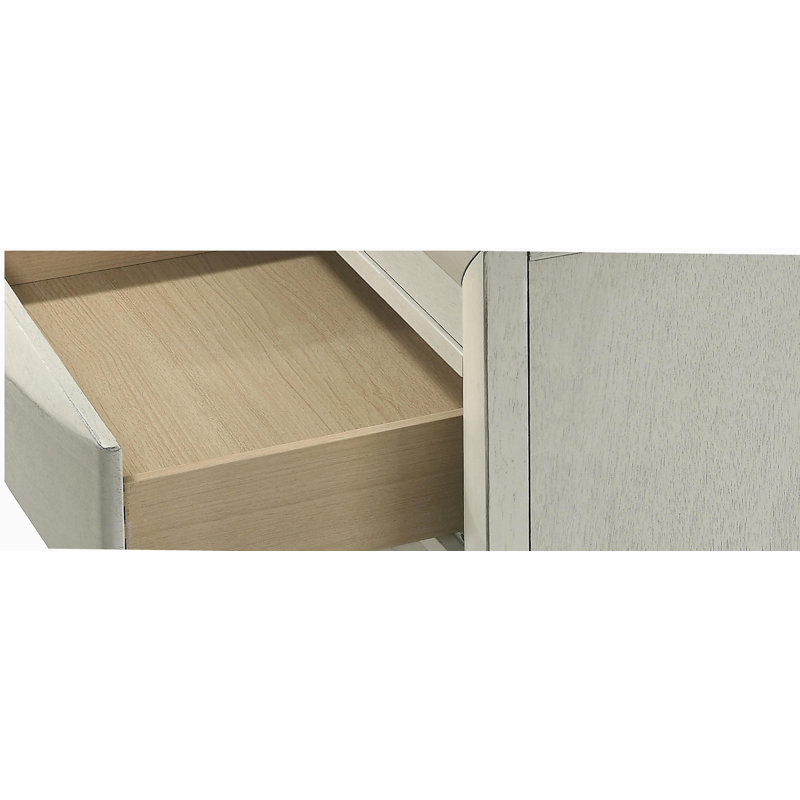 1pc Contemporary Neutral White Finish Curved Drawer Fronts Storage Five Drawers Chest Wooden