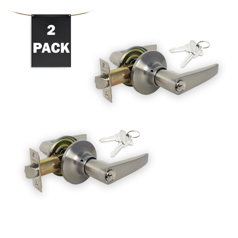 Keyed Entry Door Lever, Straight Handle, Satin Nickel