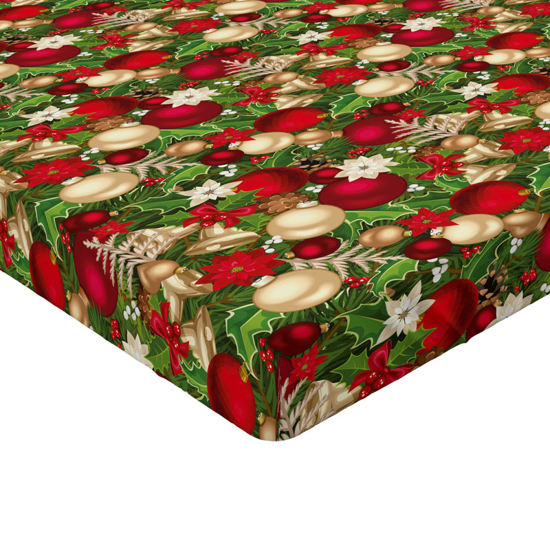 Ambesonne Christmas Fitted Sheet 2-Pack Tree Branches Bells, Queen Fitted Sheet, Multicolor Floral