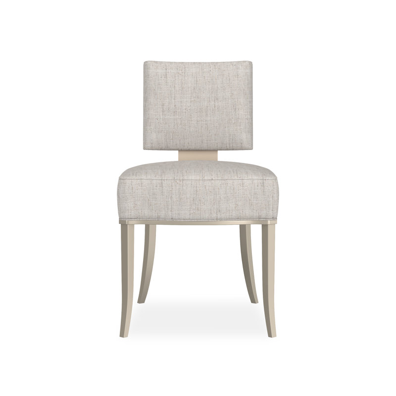 Caracole Classic Upholstered Dining Chair, Gray, Silver/Gold
