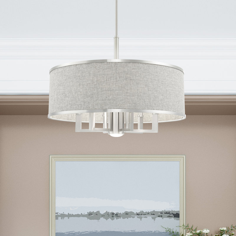 Berthine 7 - Light Dimmable Drum Chandelier, Gray