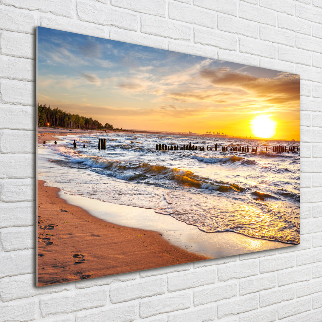 Glasbild Sunset Beach