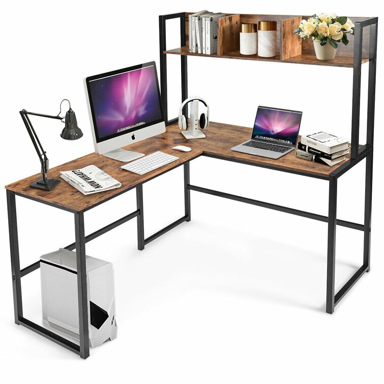 Bestier Computer 32 Inch Modern Mini Style Office Desk with Adjustable  Metal Frame, Storage Bag, and Working Table for Small Bedroom Space, Grey