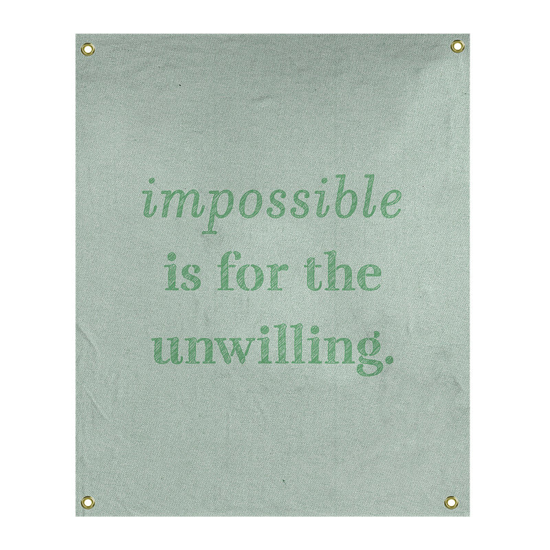 Tapisserie quote « impossible à écrire » en polyester, H 80 po x l 59 po, Vert