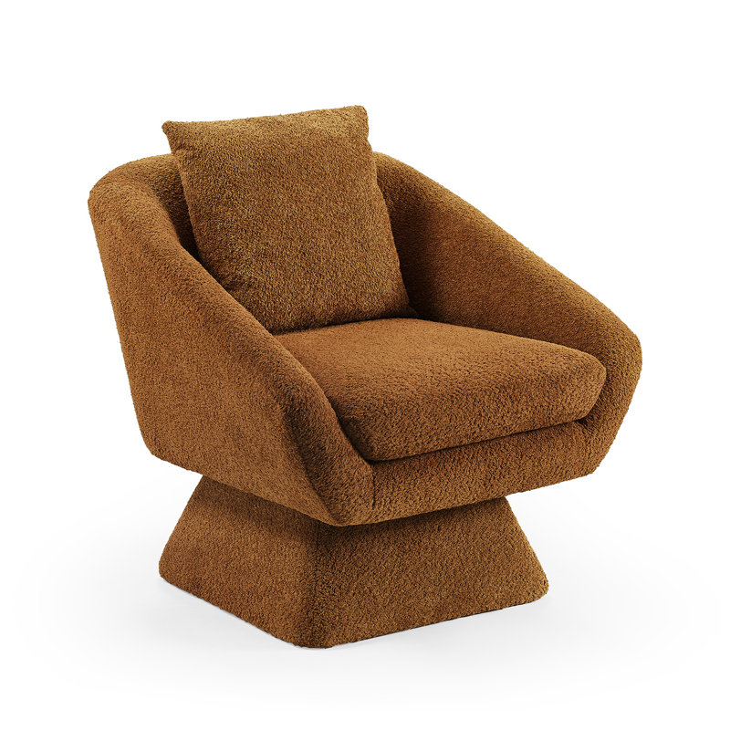 Arafaat 80Cm Wide Swivel Barrel Chair, Rust Boucle