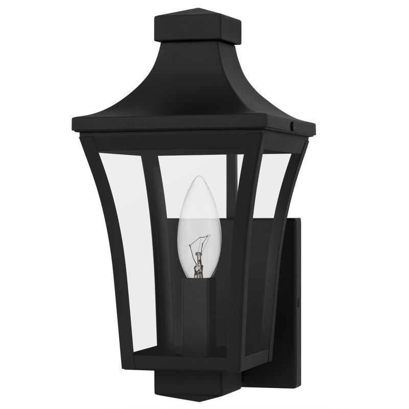 Graysie Earth Black Outdoor Wall Lantern, 1 Light, 12" H x 6" W x 7" D