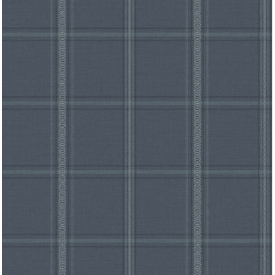 Auberge Dark Blue Plaid Wallpaper