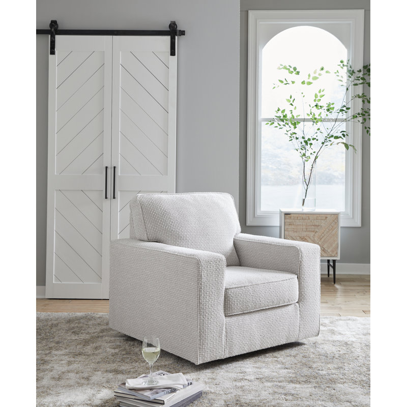Olwenburg Taupe Polyester Swivel Accent Chair