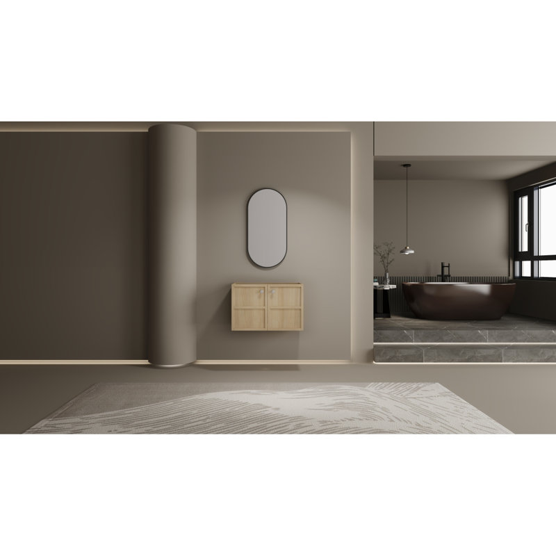 Meuble-lavabo mural 30 po, 2 portes à fermeture douce, chêne, contreplaqué (sans le lavabo), 30"