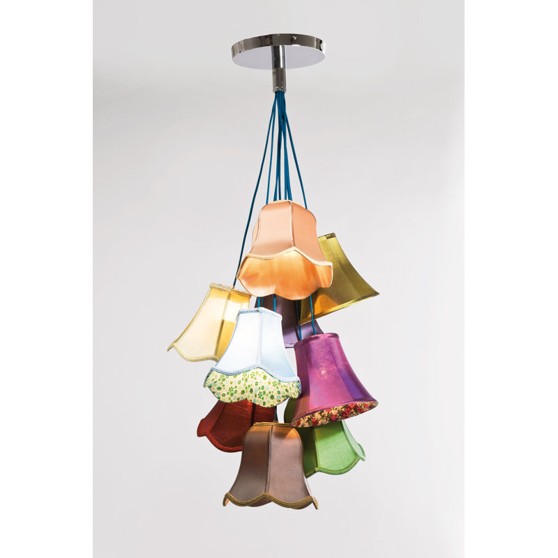 5 - Light Pendant Lamp Saloon Flowers, Purple/Orange/Brown, 116cm H x 60cm W x 60 cm D, 9