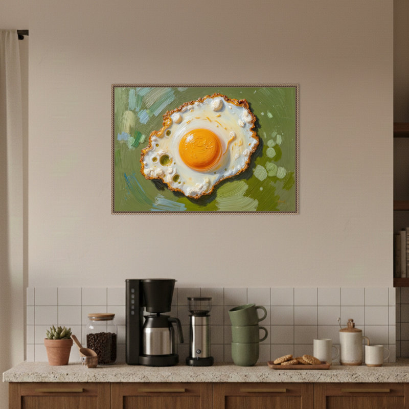 Reproduction d'art encadrée, "Scrambled Eggs" par Sunny Kitchen Morning Mood, 33 x 23