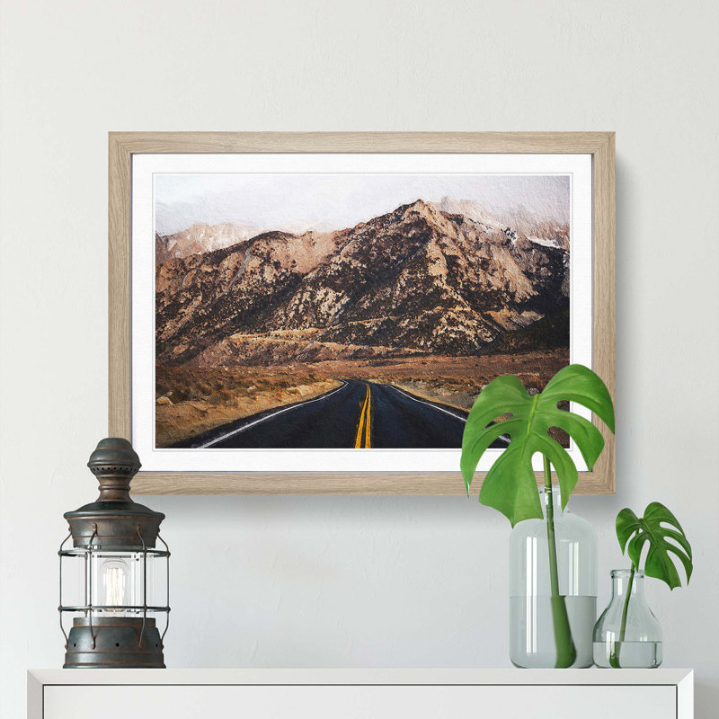Road to Nevada - Picture Frame Painting Print, 48cm H x 65cm W x 2cm D, Oak Framed