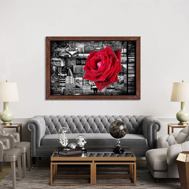 Rose In City - Floater Frame Print on Canvas, Brown, 101.6 cm H x 66.04 cm W
