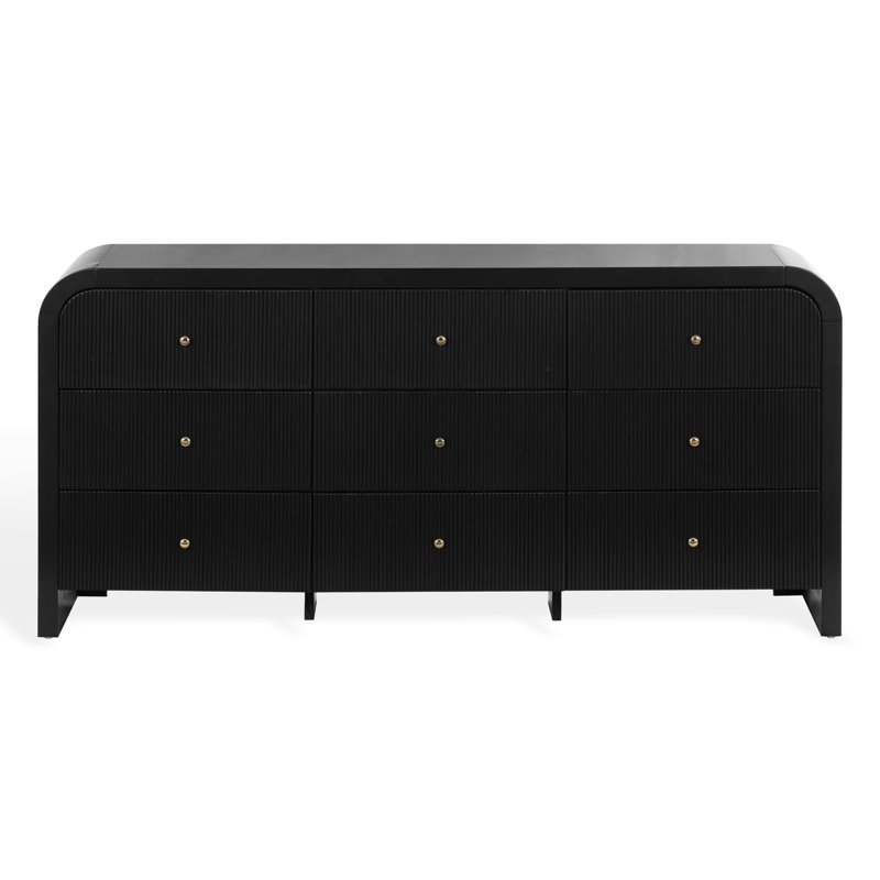 Liabella 9 Drawer Curv Dresser, Black