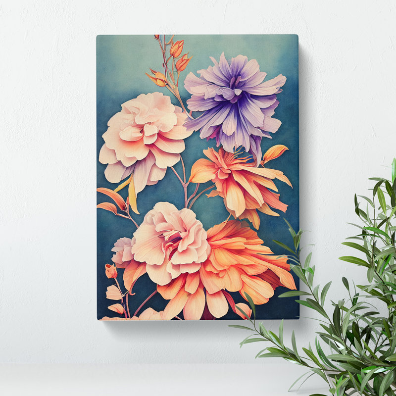 Stunning Watercolour Flowers No.3 - Wrapped Canvas, 60cm H x 35cm W x 3cm D