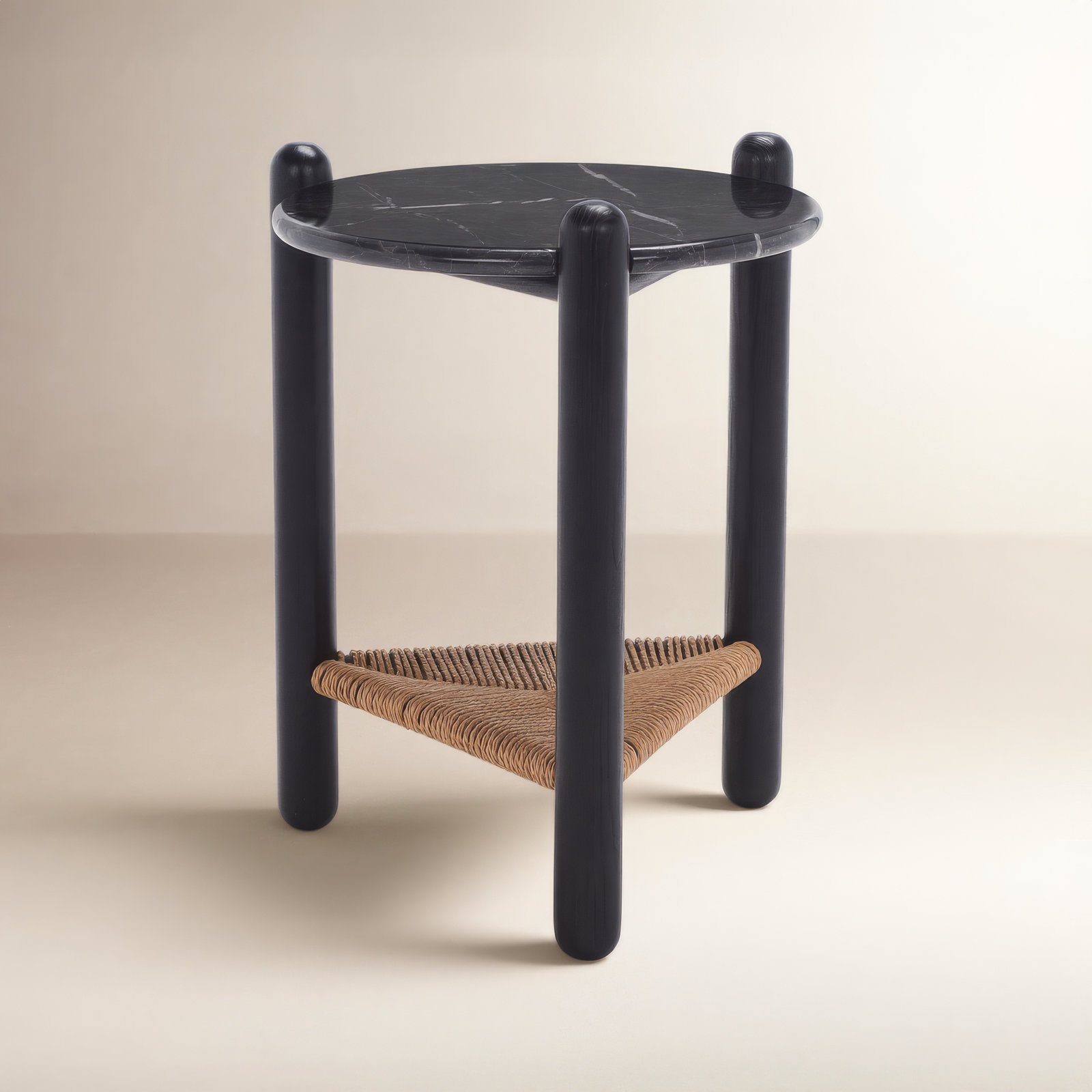 Trish End Table, Black, Black Marble