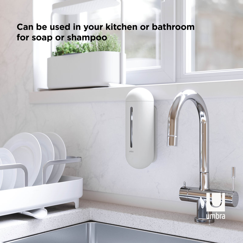 White Wall-Mounted Soft-Touch Soap Dispenser