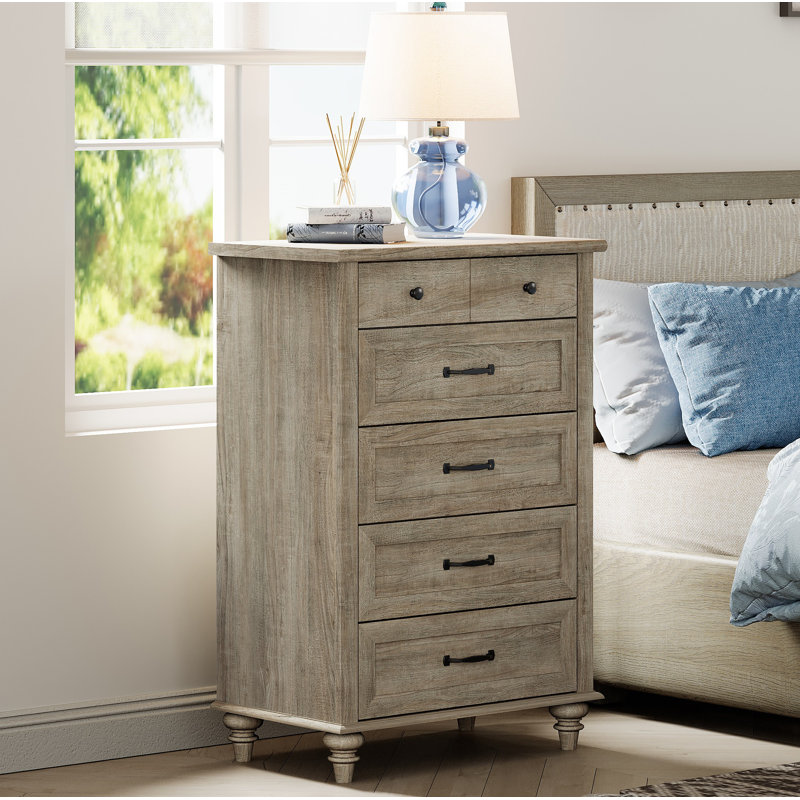 Commode 5 tiroirs Scarlett, Gris