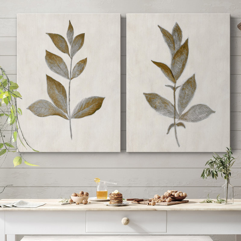 Bronze Leaf I - ensemble de 2 reproductions, H 20 po x l 32 po, Toile tendue, Sans cadre