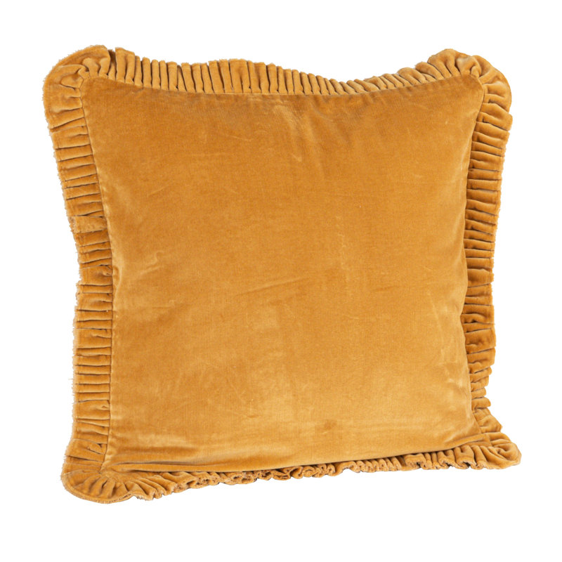 Coussin en velours à volants