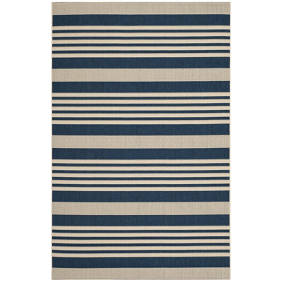 Teppich Camellia in Marineblau/Beige