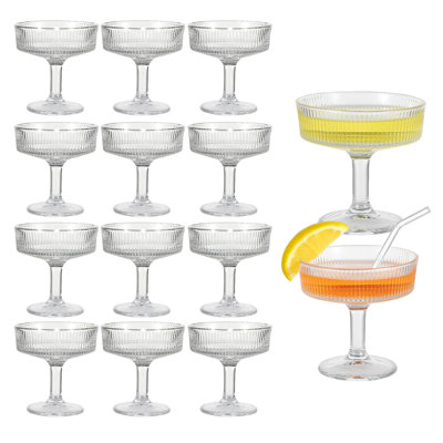 Paquet de 12 verres coupés style Speakeasy, Martini à pied transparent 7 oz