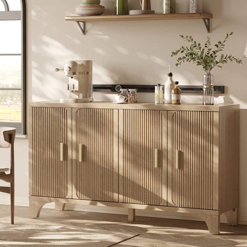 Buffet de 55 pouces Mid Century, Chêne