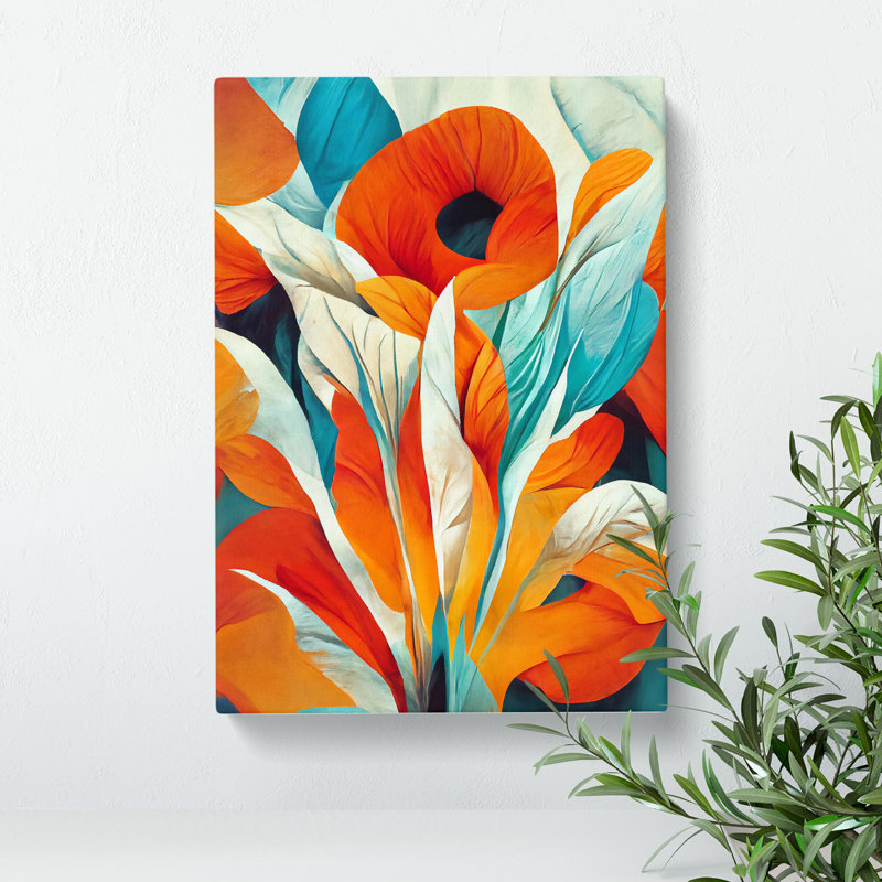 Pretty Abstract Flowers No.3 - Wall Art, Wrapped Canvas, 50cm H x 35cm W, No Matte
