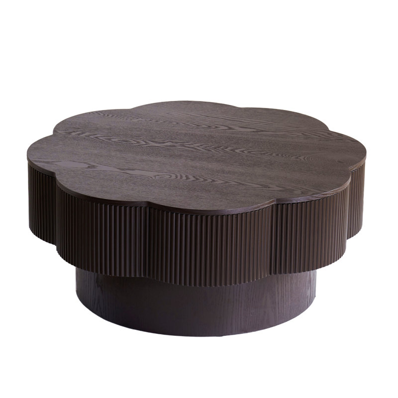Table basse à pieds courbés de style campagnard avec table de bout et table d'appoint, H 27,16 po x l 31,5 po x P 31,5 po