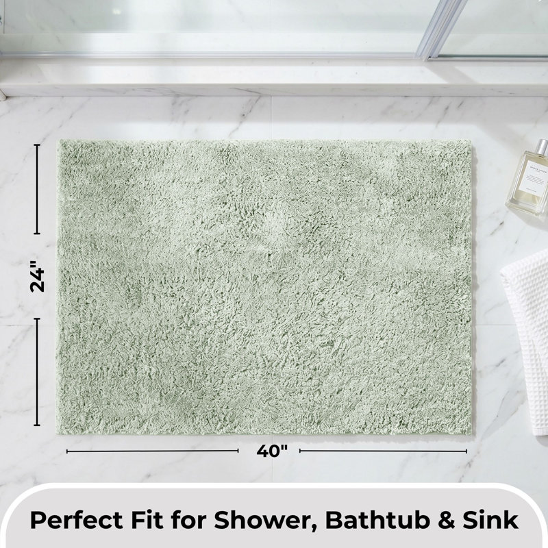 Better Trends Haven Collection 100% Polyester 2100 GSM Bath Rug, Non-Slip TPR Backing, 24" x 40" Soft, Absorbent & Quick Dry Rug for Bathroom, Shower, Tub, Vanity & Sink Area, Dark Sage