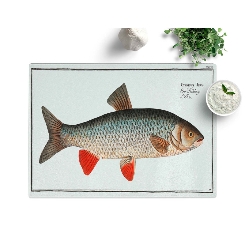 Tempered Glass Idus-Carp Fish by M.E. Bloch Chopping Board, 39 cm x 28.5 cm