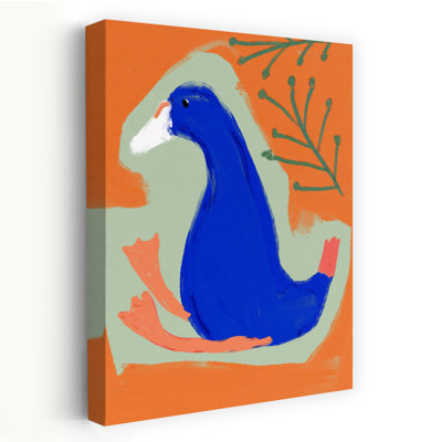 «Blue Duckling Dreams», impression d'art contemporain abstrait coloré, canard
