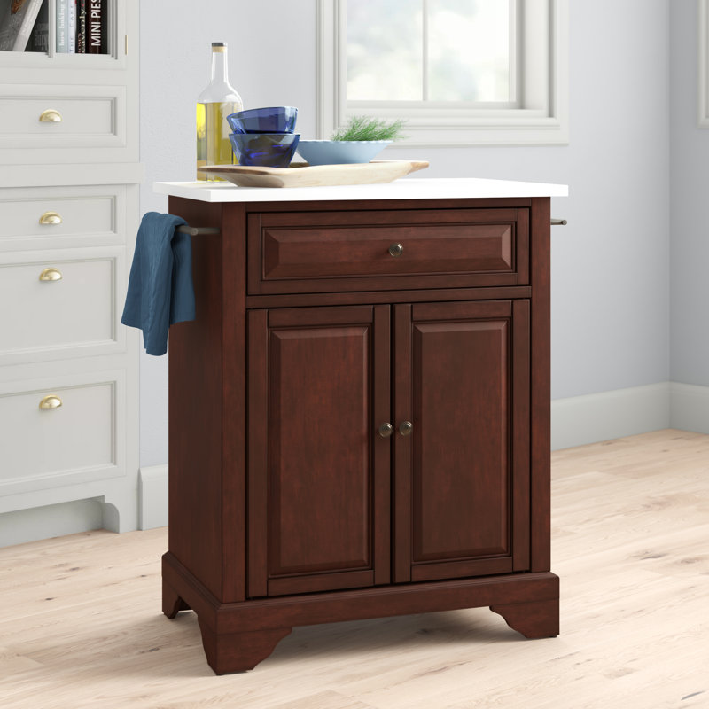 Apolonia Granite Top Kitchen Cart, Cherry
