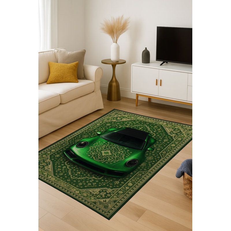 Tapis brun tissé à motif traditionnel lavable Mosso, 2'6" x 9'10"