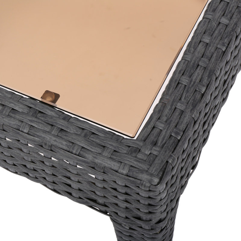 Table d'appoint d'extérieur durable en osier résistante aux intempéries pour Alfresco, Brun