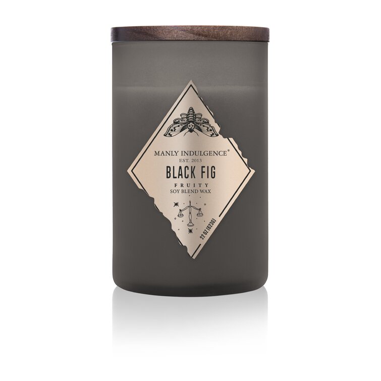 Manly Indulgence Rebel Black Fig 22 oz Two Wick Soy Wax Scented Jar Candle,  Up to 120 Hours Burn Time