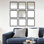 Ensemble de 9 miroirs élégants de 24 po x 24 po chacun | 100% verre avec cadre en plastique stratifié, 0,16 pouce d'épaisseur | Design élégant argenté et noir, parfait pour la décoration intérieure et les espaces de vie modernes