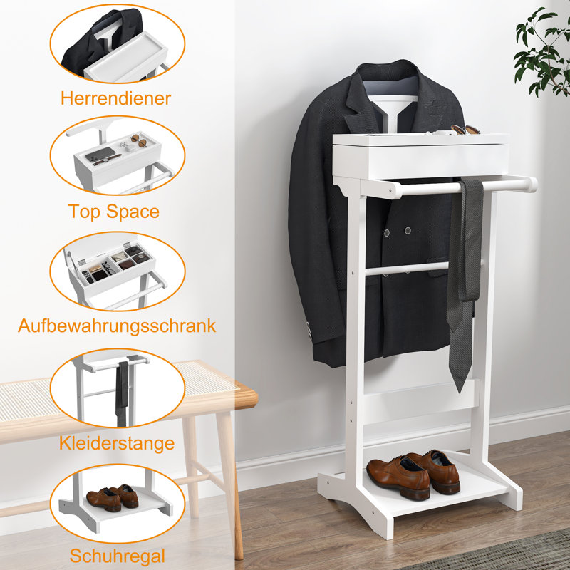 Alvita Freestanding Valet Stand, White
