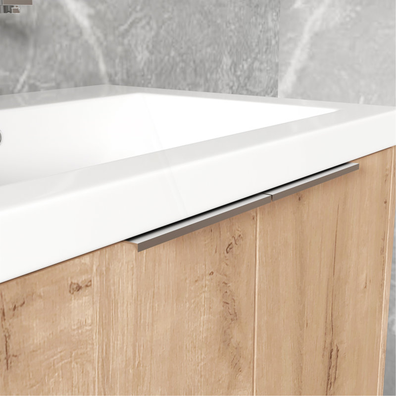 Meuble-lavabo mural 48 po avec lavabo et armoire latérale, portes à fermeture en douceur 48 po