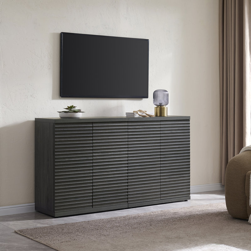 Buffet 30,9 po avec tablettes et portes réglables Cesiro, Aulne gris foncé, 2