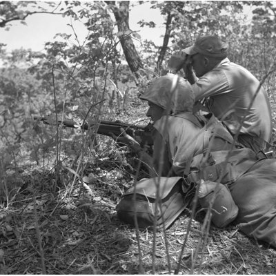 Posterazzi U.S. Marine Sniper And Spotter Work Together In Picking Off The Enemy In Korea. Korean War - Unframed Photograph