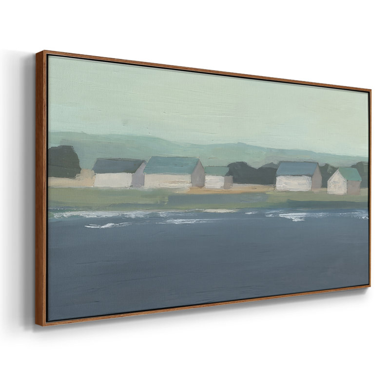 «Lakeside Coast II», toile tendue avec châssis encadré, prête à être accrochée, H 25 po x l 49 po, Noyer