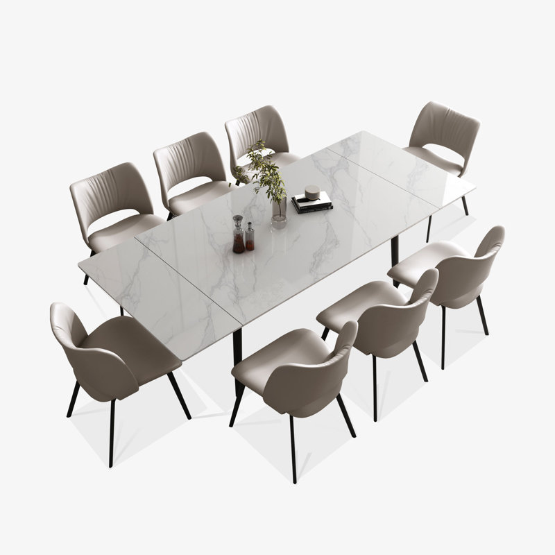 Madlaina Dining Table And Chairs Set, 9 Piece Dining Set, White