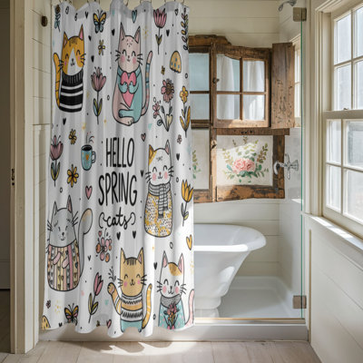 Cats in Bloom - 1 Piece Standard Shower Curtain