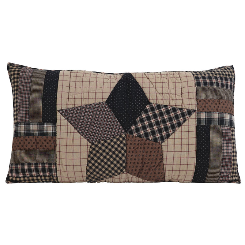 King Size Black and Khaki Cotton Star Pattern Sham