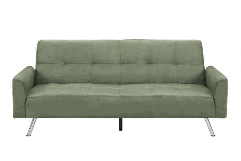 Puzzle 78.1'' Upholstered Sofa, Sage Microfiber, Chrome