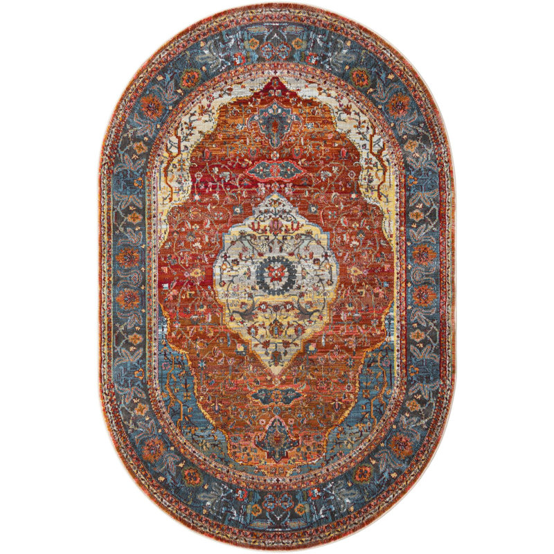 Majed Abstract Indoor Rug, Oval 5'5" x 8'
