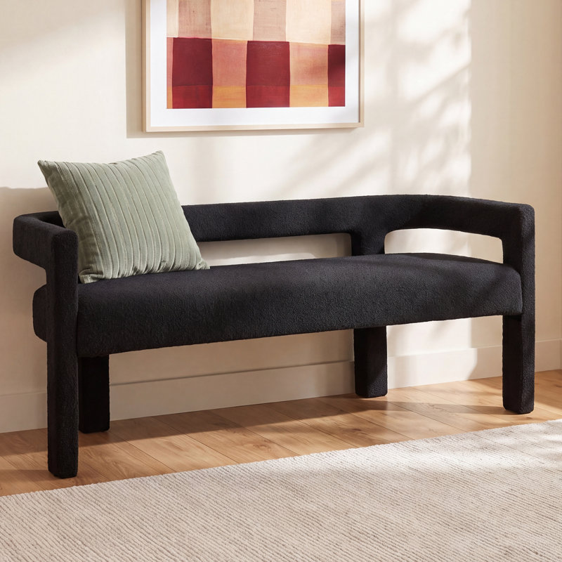 Cedernier 67" Boucle Bench, Black Boucle Fabric